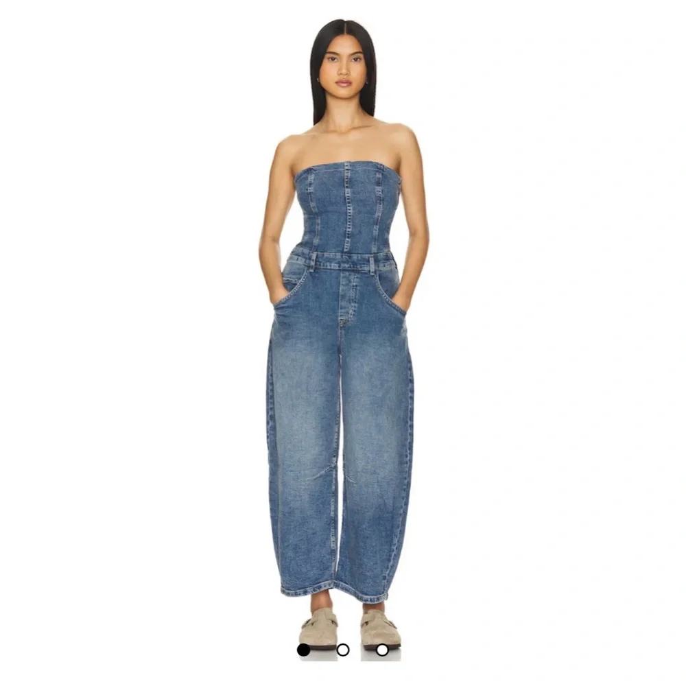 We The Free - Je Suis Pret Barrel Denim Jumpsuit - Size large - Picture 12 of 13